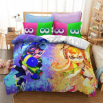 3D-prinditud Splatoon m&auml;ngu voodipesukomplekt poistele, t&uuml;drukutele, kaheinimesevoodiga, kaheinimesevoodiga tekikate Padjap&uuml;&uuml;r, lastevoodi t&auml;iskasvanute moe kodutekstiil, tekstiil EU single(135x200cm)