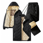 Meeste dressipluusikomplekt Moodne jooksukost&uuml;&uuml;m Talvine grafeenfliis Soe kapuutsiga jakk Vest + P&uuml;ksid 3-osaline Meeste vabaaja jooksmise spordikost&uuml;&uuml;m XL