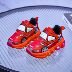 Laste helendavad koomiksiketsid - Helendavad nahast spordijalan&otilde;ud poistele ja t&uuml;drukutele One set of 5 pairs, sizes 21-25 punane