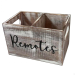 Wooden Remote Control Holder Box with Handles And Dividers for Storage in The Living Area Or Distressed