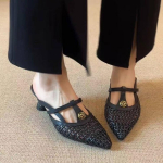 Moodne suvine naiste varbaid kattev klappkingad Sandaalid Moodsad madalad slip-on liumajad Naiste kleidi t&auml;navastiilis jalatsid 35