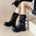 paksude taldade ja paksude kontsadega keskmise s&auml;&auml;rega p&uuml;ksid s&auml;&auml;rikud naiste uued s&uuml;gisesed l&auml;&auml;nelikud kauboi kitsad laia s&auml;&auml;re&uuml;mberm&otilde;&otilde;duga k&otilde;rge s&auml;&auml;rega Martin saapad 35 must