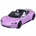1/24 Tesla Roadster Kabriolett Sulamist Sportauto Mudel Valatud Metallist M&auml;nguasi Kontseptauto Mudel Simulatsioonheli ja valgusega Laste kingitus roosa