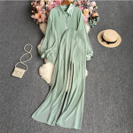 S&uuml;gisene kuurordi stiilis retro rev&auml;&auml;riga s&auml;rk elastse v&ouml;&ouml;kohaga laia s&auml;&auml;rega p&uuml;ksid Kaheosaline komplekt naisele One Size tee roheline v&auml;rv