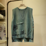 S&uuml;gisene V-kaelusega silmkoeline vest vest naiste kirjandus ja kunst vabaaja vaba varrukateta villane vest, alumine s&auml;rk Top Naiste &otilde;huke kampsun XXL roheline