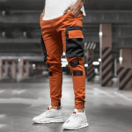 Meeste vabaaja s&ouml;rkimisp&uuml;ksid Patchwork Cargo p&uuml;ksid Meeste mitme taskuga p&uuml;ksid Meeste spordihaaremi p&uuml;ksid T&auml;navar&otilde;ivad M oranž