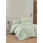Parure de lit - 1 housse de couette 220 x 240 cm + 2 taies d'oreiller 60 x 60 cm - 100% coton renforc&eacute; - Vert roheline