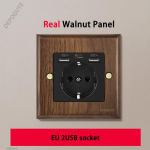 Must Retro P&auml;hklipuu Seina L&uuml;liti Paneel 1-4 Gang 2-Suunaline T&auml;ispuit Kahekordne EU/FR Pistikupesa Universaalne USB C Elektripistikupesa