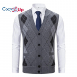 Cozy Up meeste kampsun, vest, villane kampsun, soonik, kootud, kootud n&ouml;&ouml;pidega plaaster V-kaelusega, kaasaegne, kaasaegne Briti igap&auml;evane riietus. 3XL