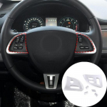 Silver Alloy Car Steering Wheel Button Cover Trim frame For Jaguar XF 2012-15