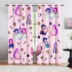 2 tk K-Pop deemonik&uuml;tid Kuum anime multifilmitr&uuml;kiga pimenduskardinad T&auml;iuslik magamistoa elutoa jaoks Moodne dekoratiivne kardin 213x160cm-2PC