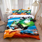 Tekikott Padjap&uuml;&uuml;r Voodipesukomplekt T&auml;iskasvanud Poiss T&uuml;druk Magamistoa Kaunistus Laste Kingitus &Uuml;heinimese Kaheinimese Suur Suurus Kuum W-Wheels Autod US Twin 173x218cm
