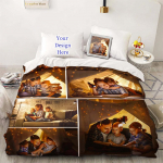 3D kohandatud fotoga voodipesukomplekt Huvitav loominguline kohandatud tekikott koos padjap&uuml;&uuml;ridega &Uuml;heinimese, kaheinimese, suure kaheinimese, kuningliku suurusega Dropshipping EU Single(135x200cm)