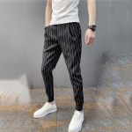 Suvised meeste &otilde;hukese vertikaalse riba elastse v&ouml;&ouml;koha vabaaja p&uuml;ksid XXXL must