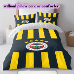 jalgpall Fenerbah&ccedil;e S.K Muster Voodipesu Tekikott Komplekt Tekikott Padjap&uuml;&uuml;r Kodu Kaunistus S&uuml;nnip&auml;evakingitus (1 * tekikott + 2 * padjap&uuml;&uuml;ri, ilma s&uuml;damikuta) 135x200cm yellow