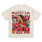 2025. aasta jalgpallistaari Cristiano Ronaldo mustriga T-s&auml;rgi trend. Mugav retroh&otilde;bedane 100% puuvillane &uuml;mara kaelusega l&uuml;hikeste varrukatega T-s&auml;rk. XXXXXL