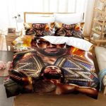 Maadleja Roman Reigns Voodipesu Komplekt Tekikott Tekk Voodikomplekt Tepitud Tekk Padjap&uuml;&uuml;rKuningas Kuninganna &Uuml;heinimese Suurus Poisid T&uuml;drukud T&auml;iskasvanud EU Single(135*200cm)3pcs