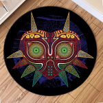 Zelda s&uuml;mbol &uuml;mmargune vaip retro stiilis m&auml;ngutoa vaip elutuppa m&auml;ngude sisustus Zelda Majora maski vaip kingitus m&auml;ngurile Diameter 40cm brown