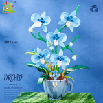 HUIQIBAO Lilleline orhidee kohvitass potis ehitusklotsid 3D kimp MOC klotsid ehitusm&auml;nguasjad DIY kodu laua taimekaunistus WITH BOX