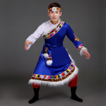 Jingcaiwu meeste tiibeti ja mongoli etniline tantsukost&uuml;&uuml;m 170 cm kuninglik sinine v&auml;rv