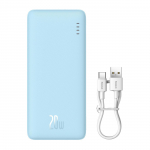 Powerbank 20000mAh Airpow 20W koos USBA USBC kaabliga 50cm sinine