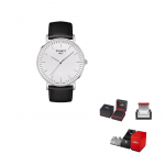 TISSOT Meishi kollektsioon Kvartsmehhanismiga Meeste k&auml;ekell Kell 42mm Valge sihverplaadi Roostevabast terasest korpus Nahkrihm T109.610.16.031.00 Regular Watch Box