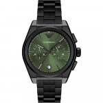 Emporio Armani Federico Roheline Must Roostevaba teras Meeste Kvarts Kronograaf AR11562 roheline