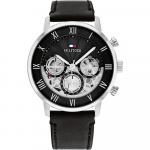 Tommy Hilfiger Meeste Skelett Kronograaf Kvartsikell Must T&auml;hik Must Nahkrihm 1710565 must