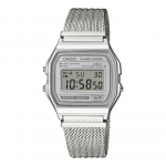 Casio Meeste roostevabast terasest veekindel analoogkell &auml;ratuse ja kvartsmehhanismiga A158WEM-7 valge