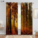 Metsa puid 3D prinditud kardinad maastik roheline p&auml;ikesepaiste vahtraleht looduse eluj&otilde;ud B&B hotell magamistuba elutuba kardinad W50xH160(CM)x2PCS&Grommet Top