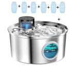 Traadita Kass Automaatne Vee purskkaev Roostevabast terasest Lemmiklooma veekauss Nutikas Induktsiooniline H&auml;&auml;letu Filtreeriv Koera veeautomaat Water Dispenser Plus 6 Filter gray