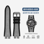 BRETA seemisnahast + silikoonkummist kellarihm Roger Dubuis Strap EXCALIBUR King Series 28MM jaoks Kellarihm K&auml;ev&otilde;ru Sinine Punane k&auml;ev&otilde;ru 28mm gray