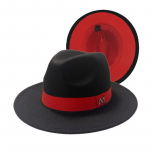 Moodsad v&auml;ljast mustad seest punased villvildist Jazz Fedora m&uuml;tsid &otilde;hukese pandlaga Meeste Naiste Lai &auml;&auml;r Panama Trilby m&uuml;ts 56-58CM 56-58CM