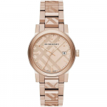 Burberry BU9039 Roosakuldse tooniga sihver Roostevabast terasest Unisex k&auml;ekell 38mm kuld