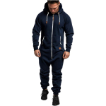 Meeste Spordi Soe Fliisist Onesie Kohev Lounge T&auml;iskasvanute &Uuml;heosaline Meeste Jumpsuit Kapuutsiga Onesied T&auml;iskasvanutele Jooksmiseks Lukuga &Uuml;likond XL black