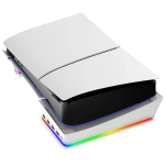 Horisontaalne alus RGB LED-valgustusega P5 Slim & P5 Pro jaoks, konsoolitooted 14 valgusrežiimi ja 4 USB-pordiga valge