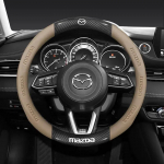 AAEU1 38CM s&uuml;sinikkiust nahast rooliratta kate Mazda 2 3 CX5 CX30 CX8 CX3 Mazda2 6 5 CX9 BT50 autotarvikutele beež