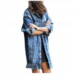 Mood naiste suures suuruses pikkade varrukatega topid Denim mantli taskud Jean Outwear L