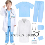 Laste Arsti Cosplay &Otilde;e Kost&uuml;&uuml;m &Otilde;e &Uuml;likond Arsti V-kaelusega Kirurgiline &Uuml;likond Poistele T&uuml;drukutele Halloweeni Pidulik Epideemia Rollim&auml;ngu Riided 110cm&Doctors Nurse