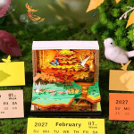 Ajakella Kalender 2027 Lauakalender LED-valgustusega 3D Rebitav Kalenderpaber Nikerduskunst M&auml;rkmepadi M&auml;rkmik Lauakaunistus A