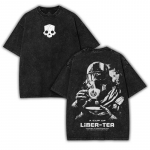 Helldivers 2 'A cup of liber-tea' Ees- ja tagak&uuml;ljega T-s&auml;rk &Uuml;lem&otilde;&otilde;tmeline Unisex S