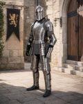 Keskaegse r&uuml;&uuml;tli cosplay kost&uuml;&uuml;mi komplekt kiivriga T&auml;iskere LARP fantaasia riietus