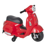 Elektriline lastermototsik Vespa elektriline mootorratas LED-tulede ja heliga, laste elektriline mootorratas lastele vanuses 18-36 kuud, punane 66.5 x 38 x 52 cm punane