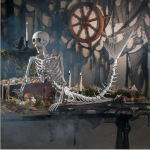 Skelett Merineitsi Skelett Kaasaskantav Plastikust Kaunistus Kala Skelett Kuju 80cm Painduv Halloween Kala Skelett Kummitusmaja gray