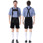 Meeste Baieri Oktoberfest Kost&uuml;&uuml;mikomplekt - Ruuduline S&auml;rk, Traksid ja &Uuml;likonna Jakk Festivaliks M sinine