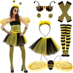 2026 Halloweeni kost&uuml;&uuml;m Mesilane T&auml;iskasvanutele ja Lastele, Komplektis Tiivad, Keep, Peav&otilde;ru ja Prillid Pack of 1 black