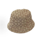 coach Signature Jacquard Koppk&uuml;bar, &Uuml;leni Tooniline C-logo Taaskasutatud Kangas Lai &Auml;&auml;r Khaki Vintage Vaoshoitud Luksus UV-kaitse Kalurim&uuml;ts adjustable khaki