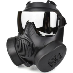 Kaitsev taktikaline respiraatormask, t&auml;isn&auml;oga gaasimask Airsofti, laskmise, jahipidamise, ratsutamise, v&auml;litingimuste CS-m&auml;ngu, Cosplay'i kaitseks Black-Silver lens
