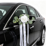 4/6 tk Maal&auml;hedased Valged Pulmaauto Tahavaatepeegli Lilled Eukal&uuml;ptuse Lehega Just Abiellunud Auto Kaunistus Vahek&auml;igu Tooli Lilled 4pcs valge