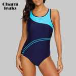 Charmleaks One Piece naiste sportlikud ujumisriided triibuline ujumisriided naiste rannariided ujumiskost&uuml;&uuml;m Monokini M sinine